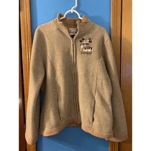 Disneyland Resort Women Half Zip Pullover Sweater Large Mickey Minnie Beige